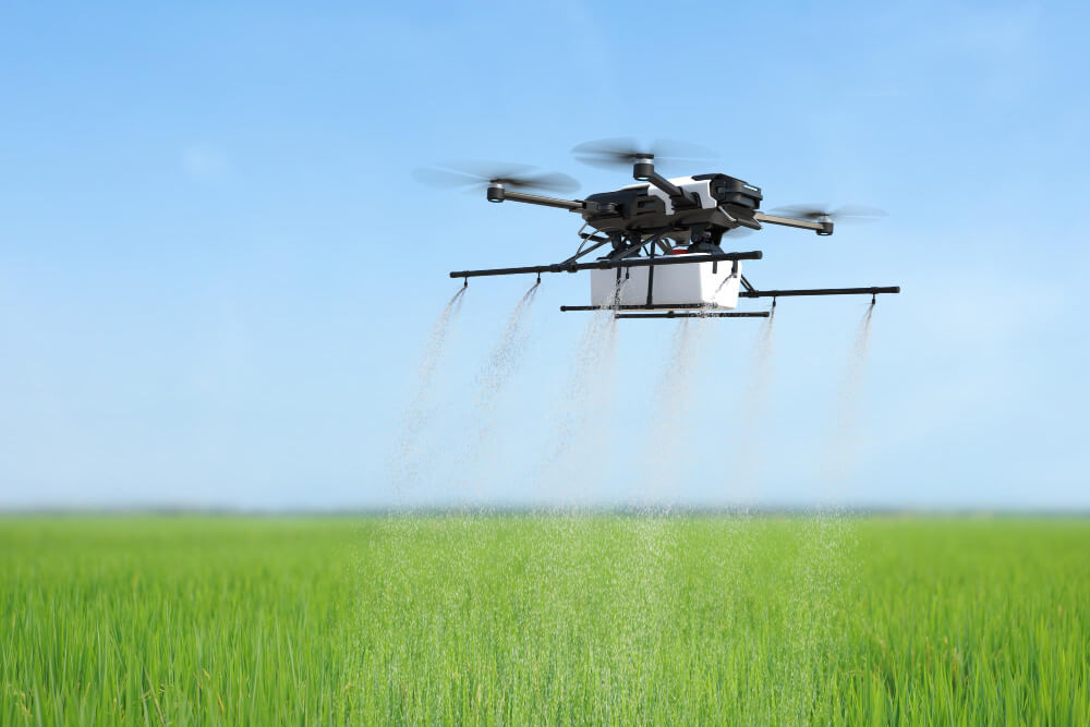 Automated irrigation system using drones for future smart agriculture technology.